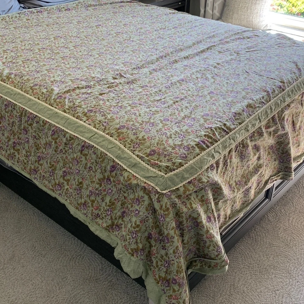 April Cornell queen duvet cover green, purple, pink floral